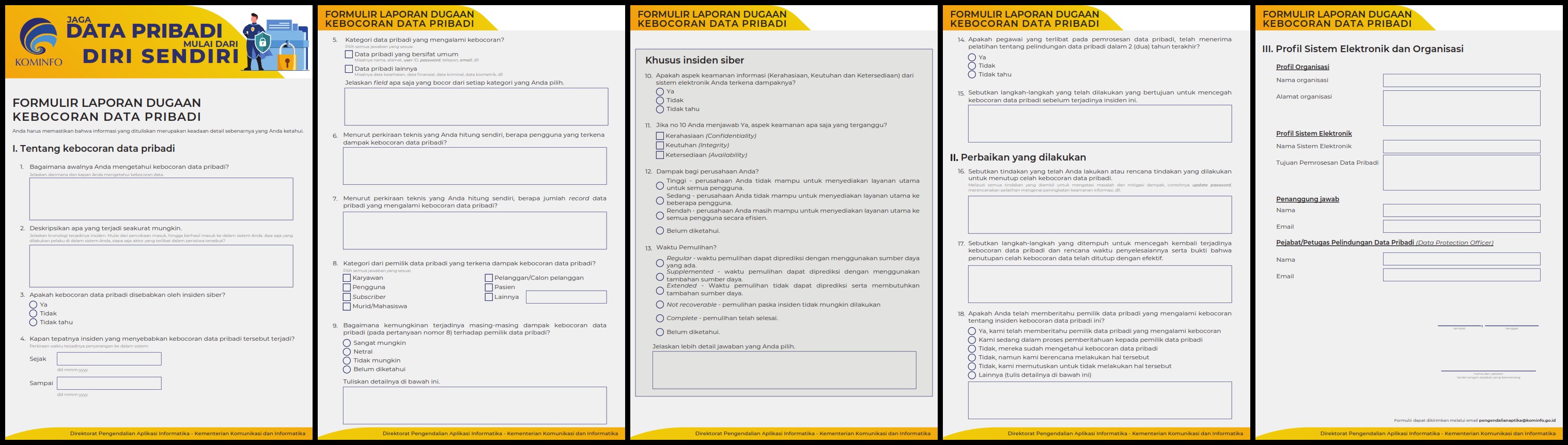 Formulir Laporan Dugaan Kebocoran Data Pribadi